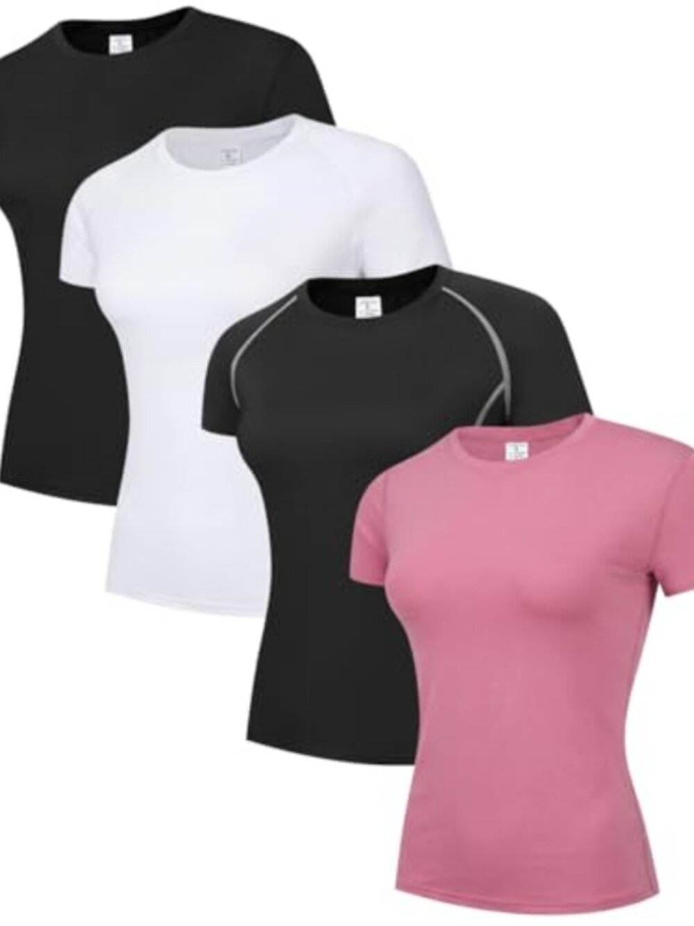 4 Pack Women's Compression Shirts Short Sleeve Workout Athletic Tops